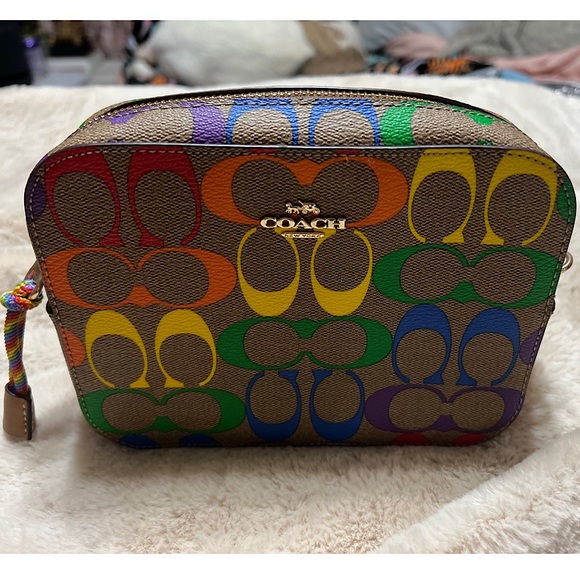Coach Jamie Camera Bag in Rainbow 🌈 Signature Canvas NWOT - Picture 1 of 9